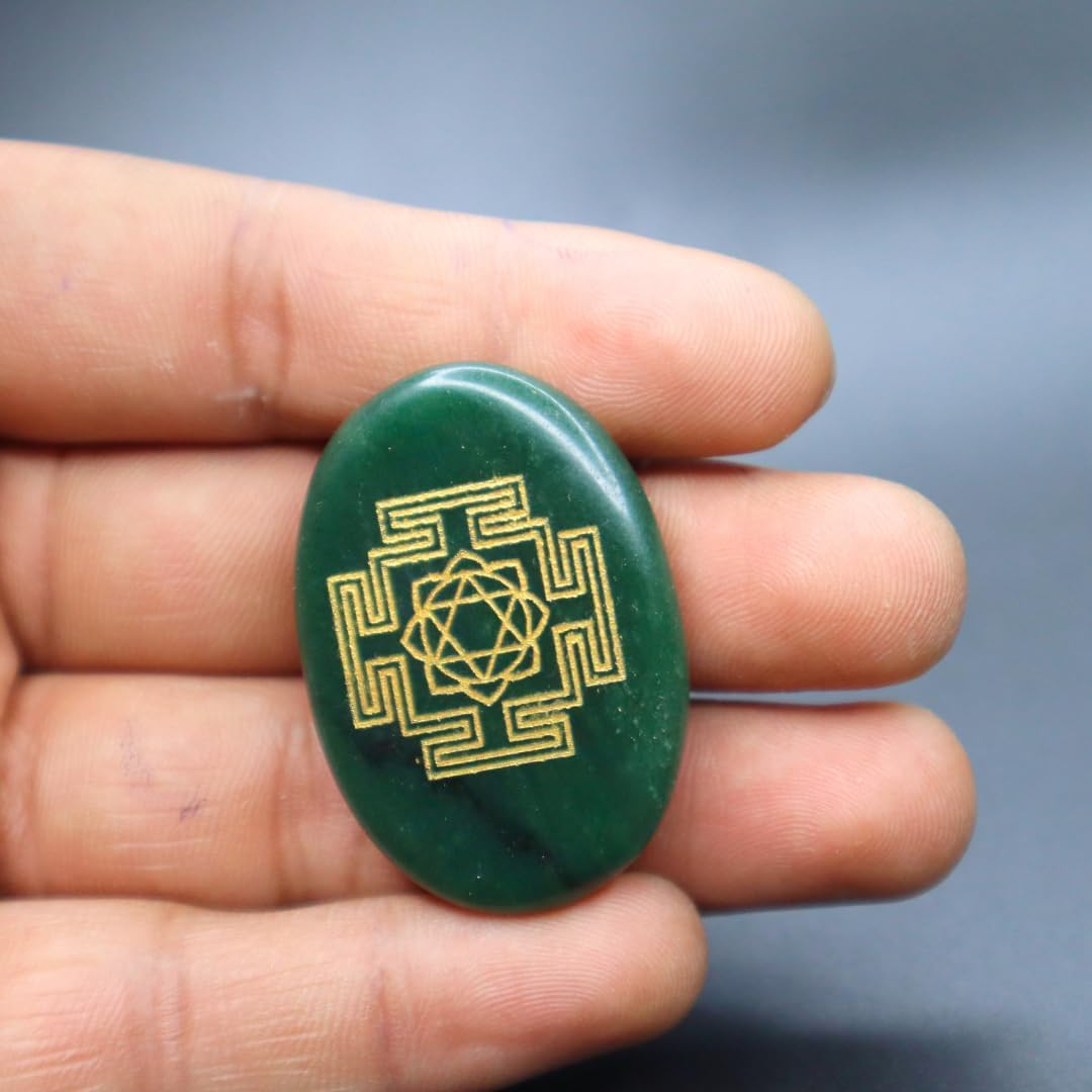 VIBESLE Lakshmi Zibu Coin - Money Stone for Diwali Laxmi Zibu Shree Yantra Carved Good Luck Wealth Prosperity Vastu Gifting Zibu Coin for Money Success Good Health Zibu Symbols Crystal Coin